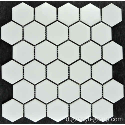 Murni putih kecil heksagonal porselen ubin mosaik